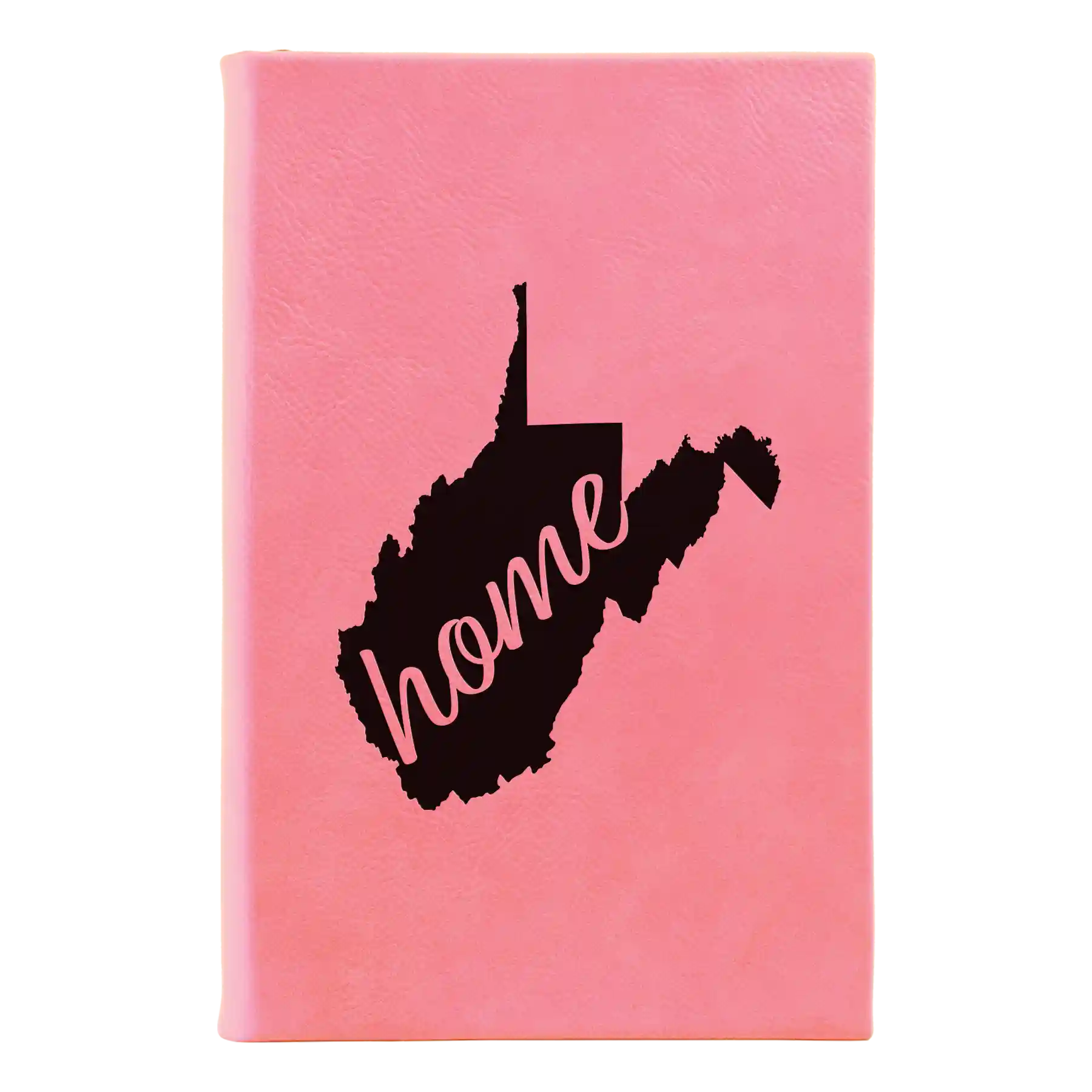 Small pink leatherette journal laser etched with 'West Virginia Home' design