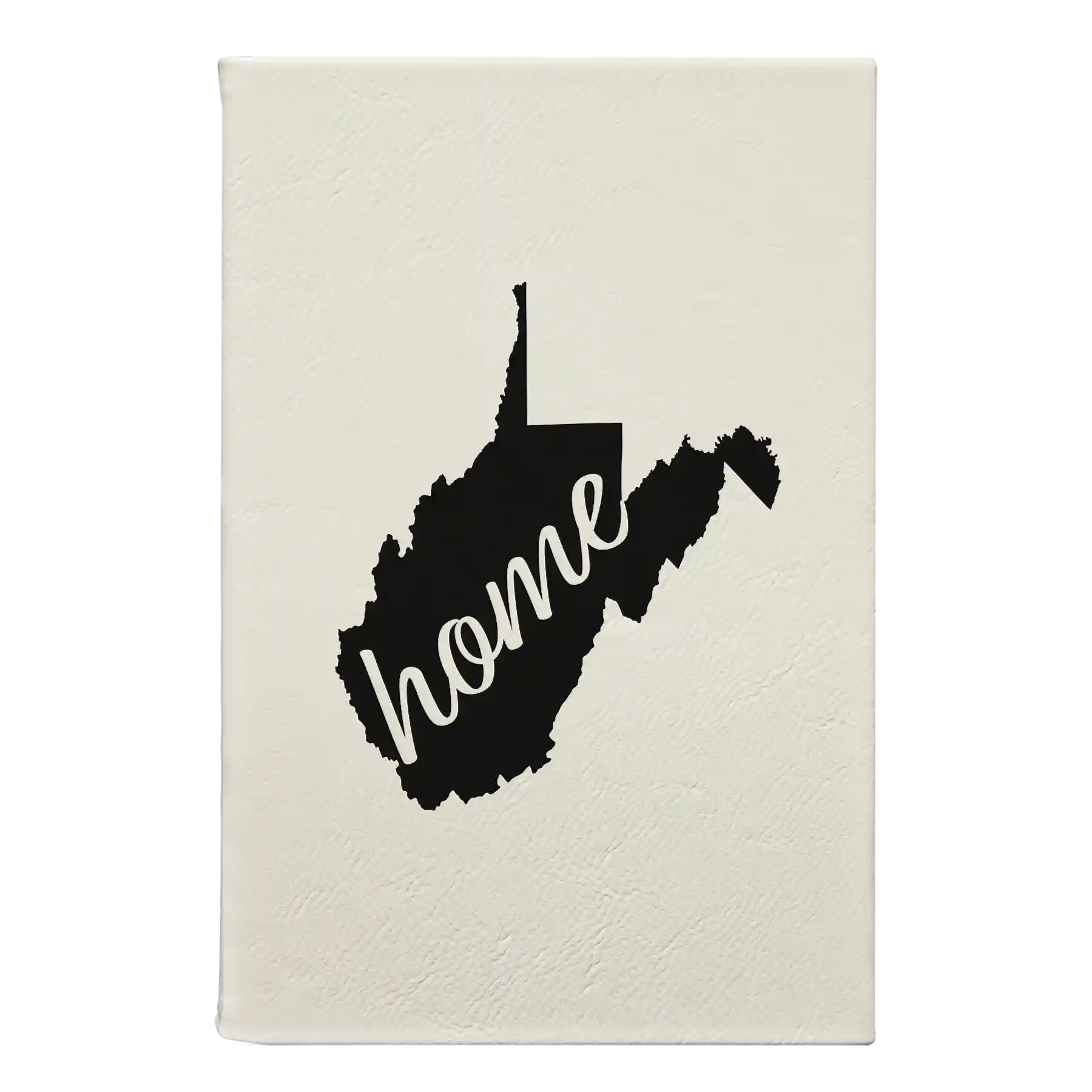Small white leatherette journal laser etched with 'West Virginia Home' design
