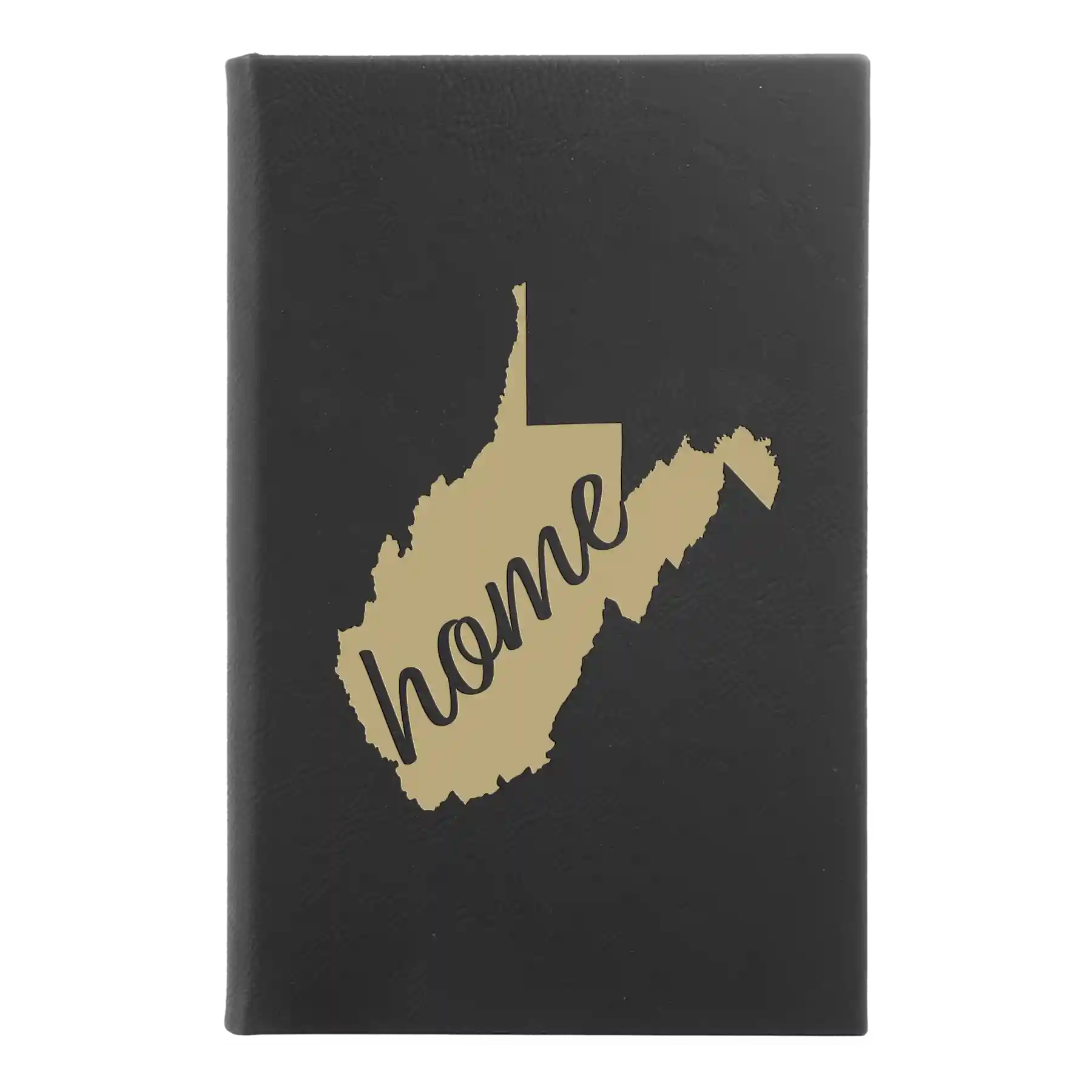 Small black/gold leatherette journal laser etched with 'West Virginia Home' design