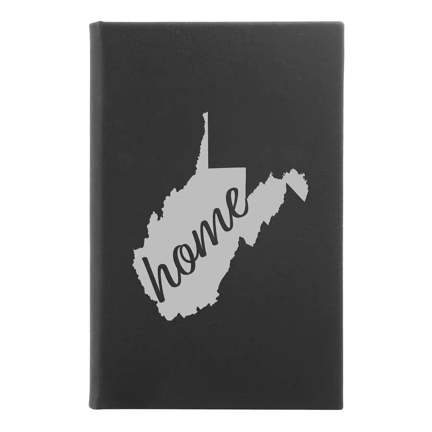 Small black/silver leatherette journal laser etched with 'West Virginia Home' design