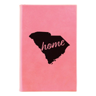Small pink leatherette sketch book laser etched with 'South Carolina Home' design