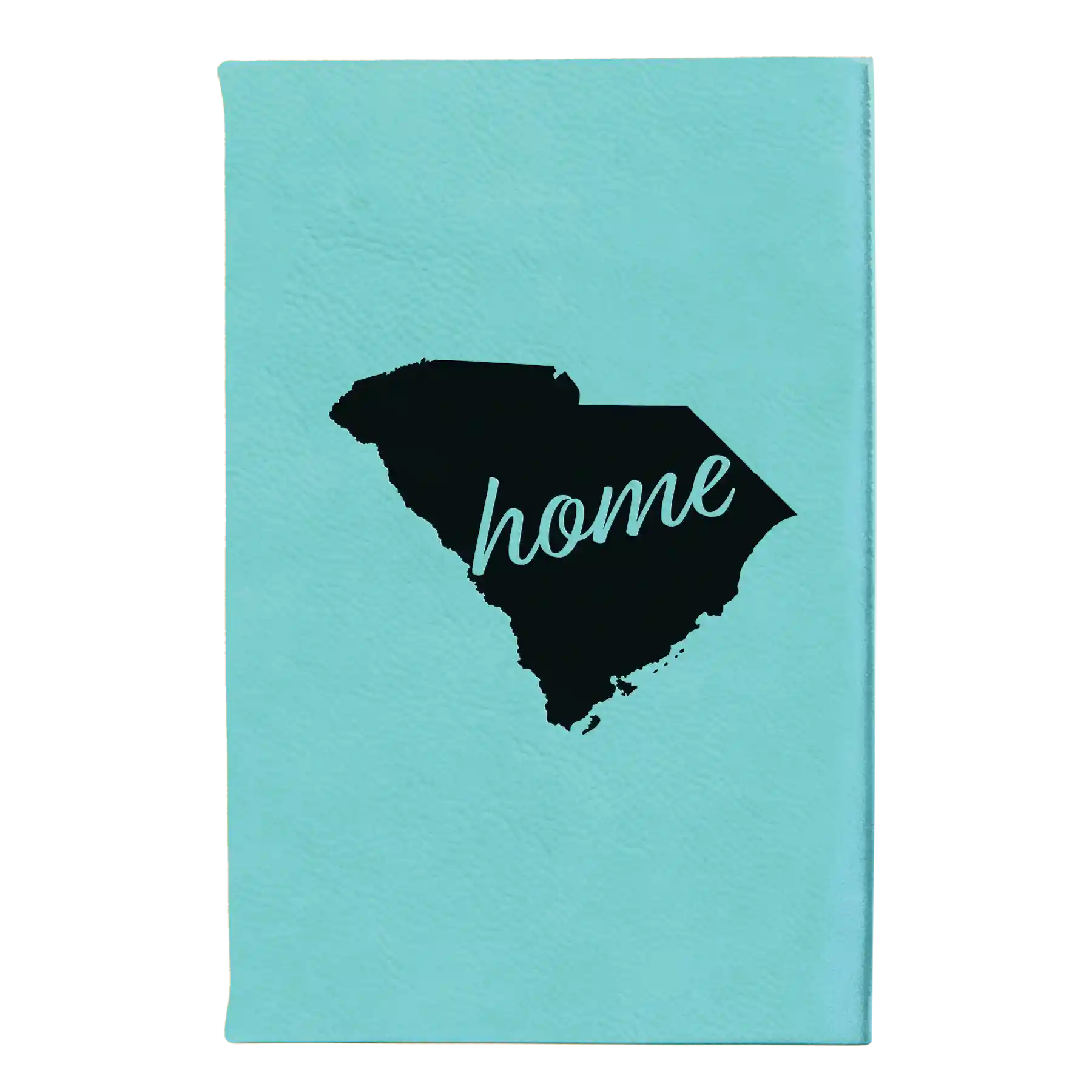 Small teal leatherette journal laser etched with 'South Carolina Home' design