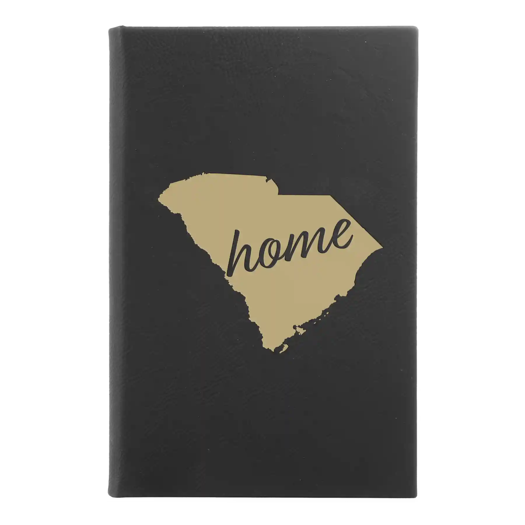 Small black/gold leatherette journal laser etched with 'South Carolina Home' design