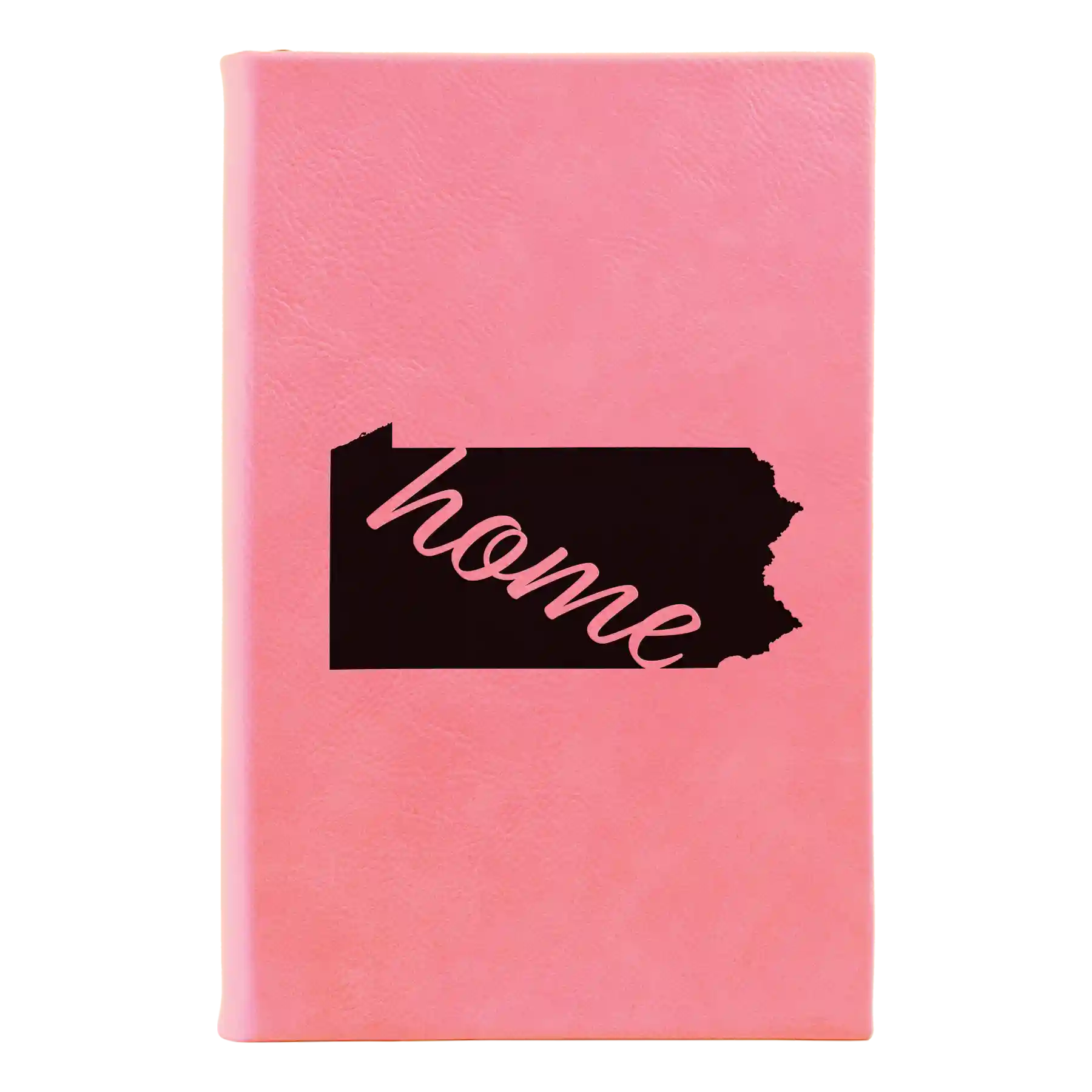 Small pink leatherette journal laser etched with 'Pennsylvania Home' design