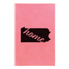 Small pink leatherette sketch book laser etched with 'Pennsylvania Home' design