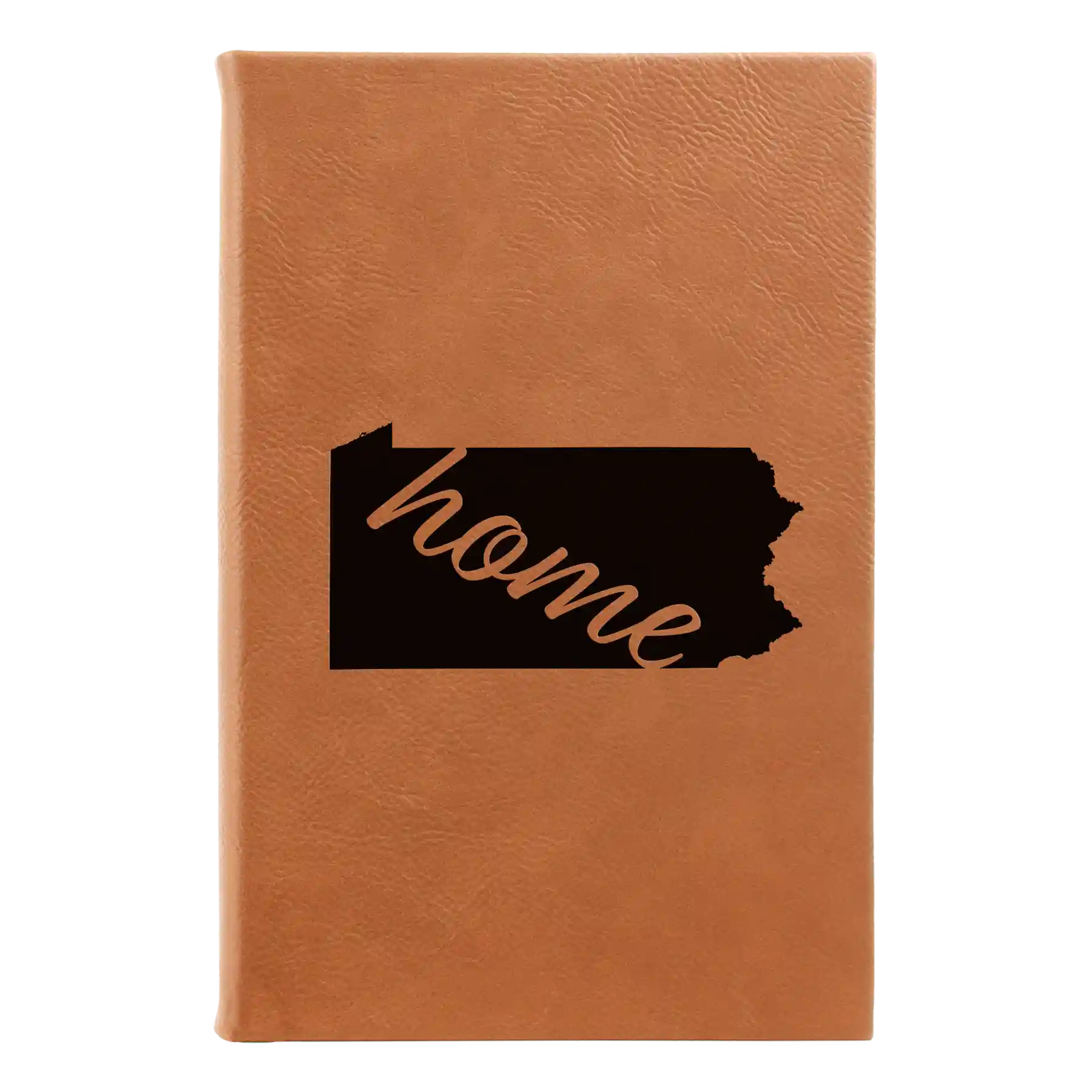 Small rawhide leatherette journal laser etched with 'Pennsylvania Home' design