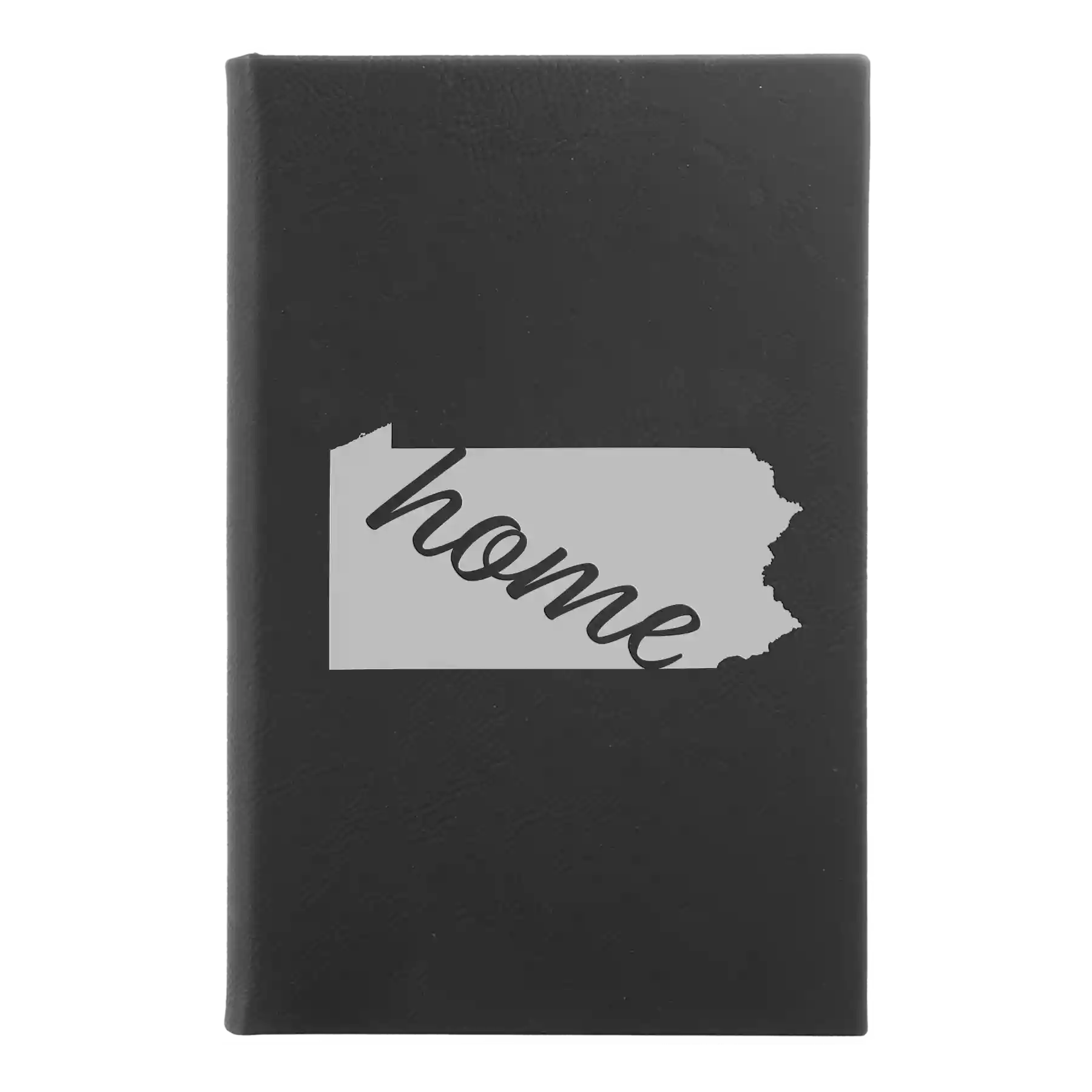 Small black/silver leatherette journal laser etched with 'Pennsylvania Home' design