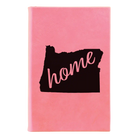 Small pink leatherette sketch book laser etched with 'Oregon Home' design