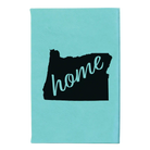 Small teal leatherette sketch book laser etched with 'Oregon Home' design