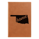 Small rawhide leatherette journal laser etched with 'Oklahoma Home' design