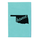 Small teal leatherette journal laser etched with 'Oklahoma Home' design