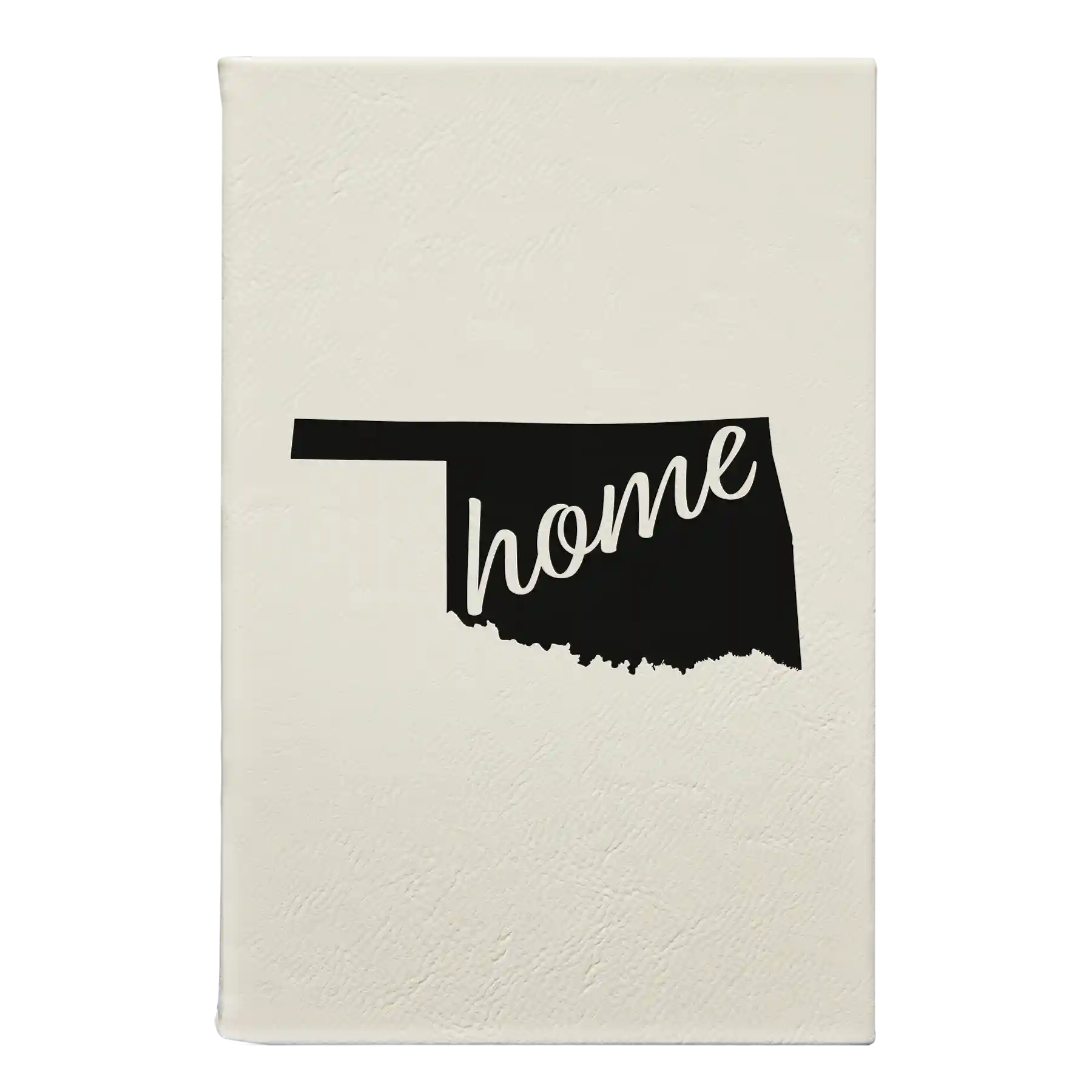 Small white leatherette journal laser etched with 'Oklahoma Home' design