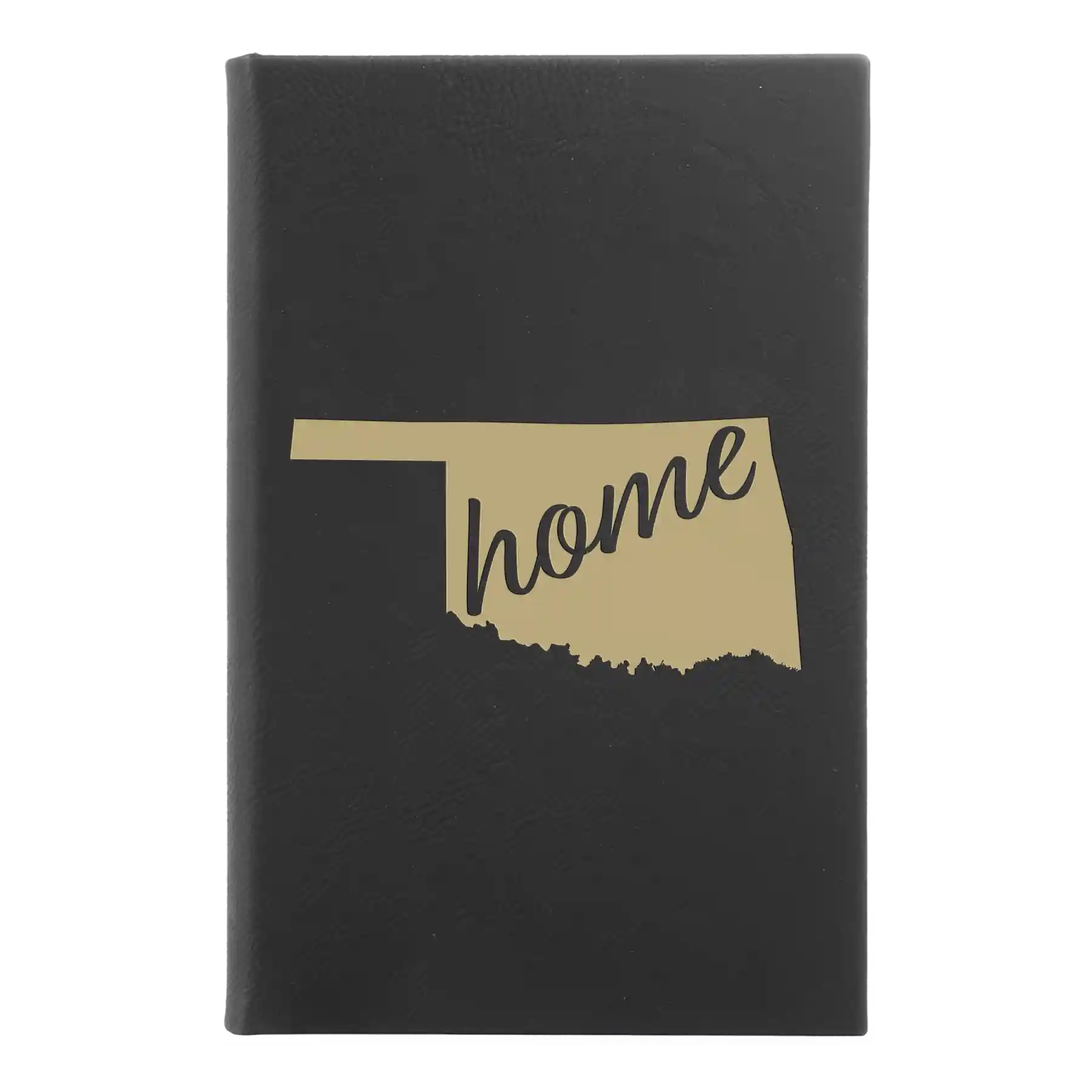 Small black/gold leatherette journal laser etched with 'Oklahoma Home' design