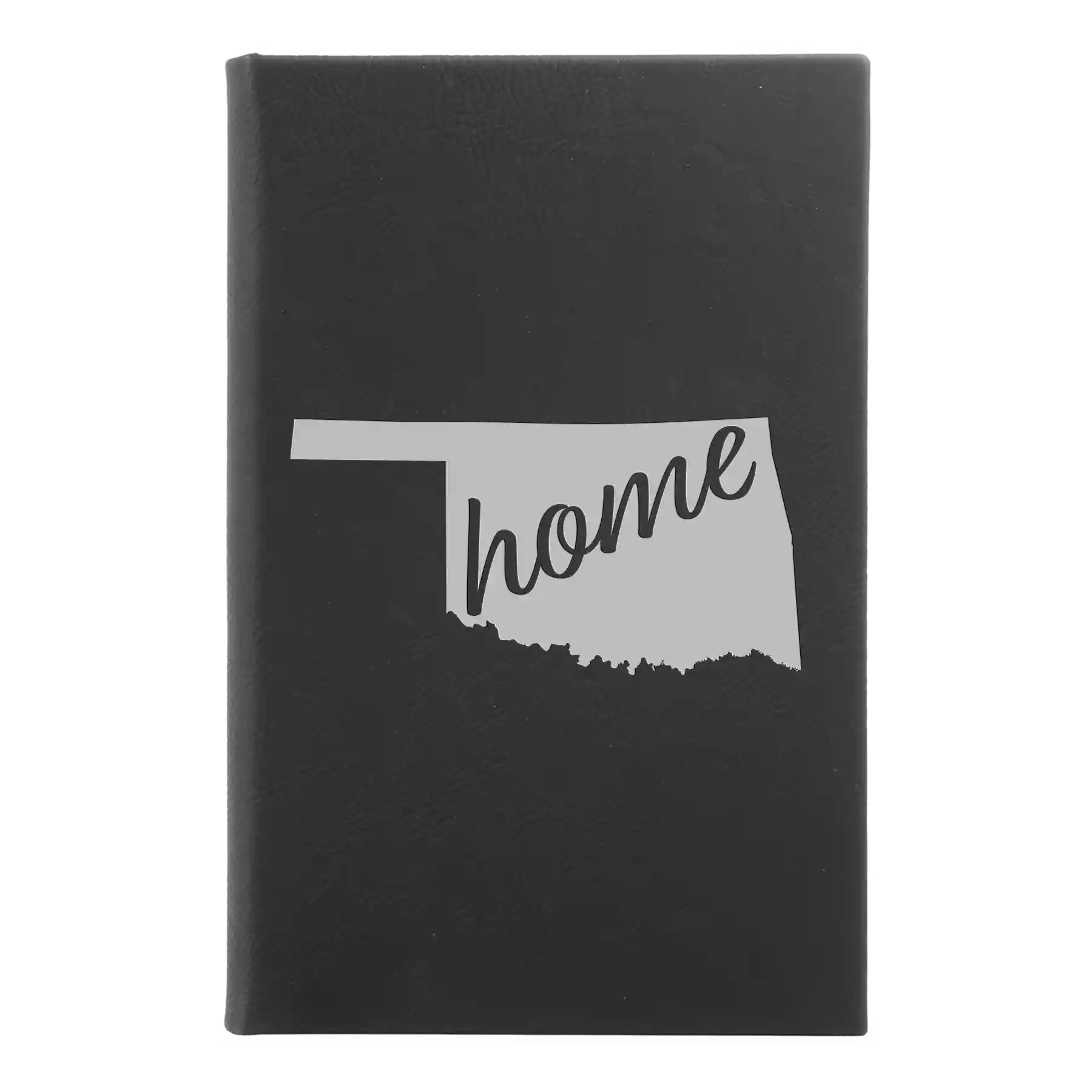 Small black/silver leatherette journal laser etched with 'Oklahoma Home' design