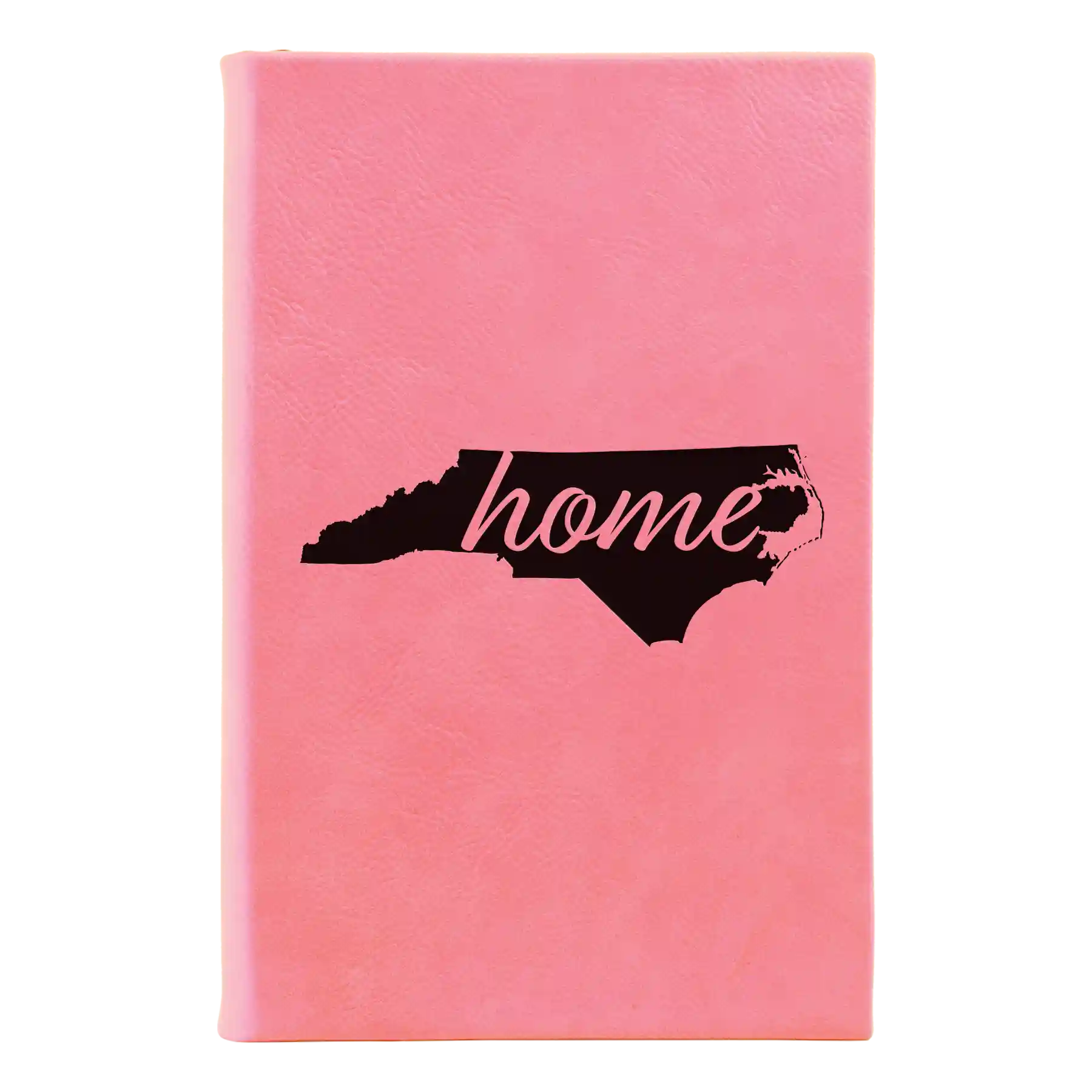 Small pink leatherette journal laser etched with 'North Carolina Home' design