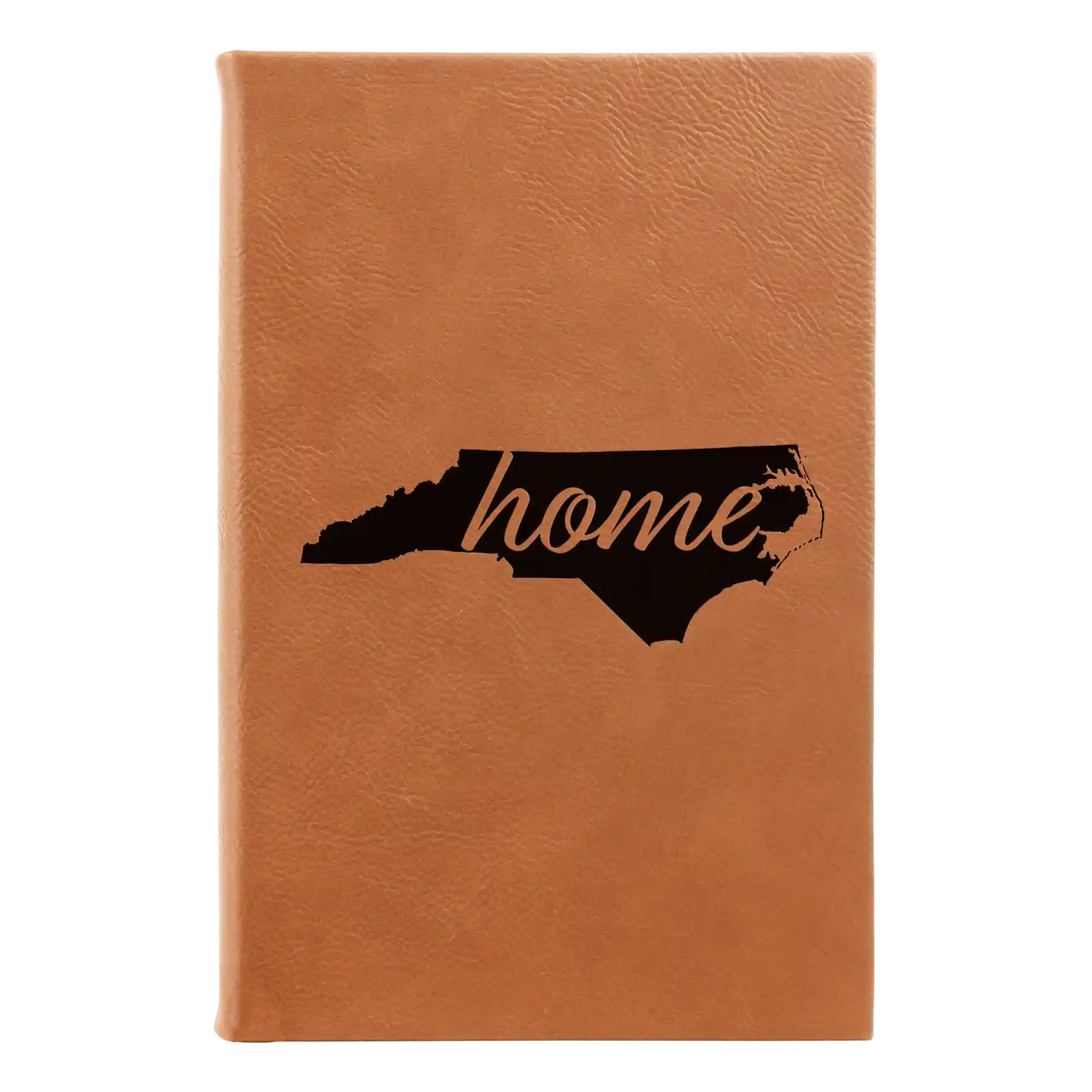 Small rawhide leatherette journal laser etched with 'North Carolina Home' design