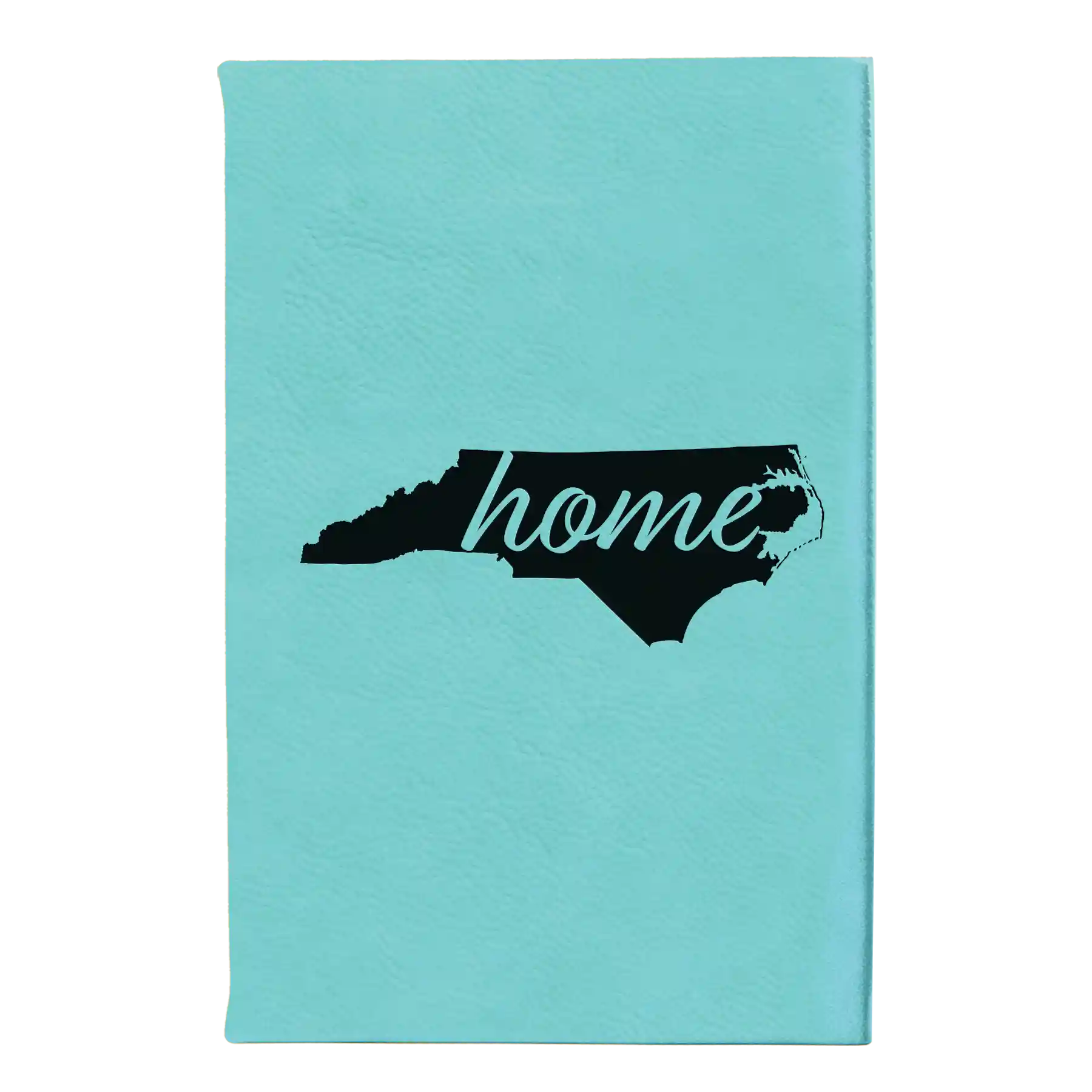 Small teal leatherette journal laser etched with 'North Carolina Home' design