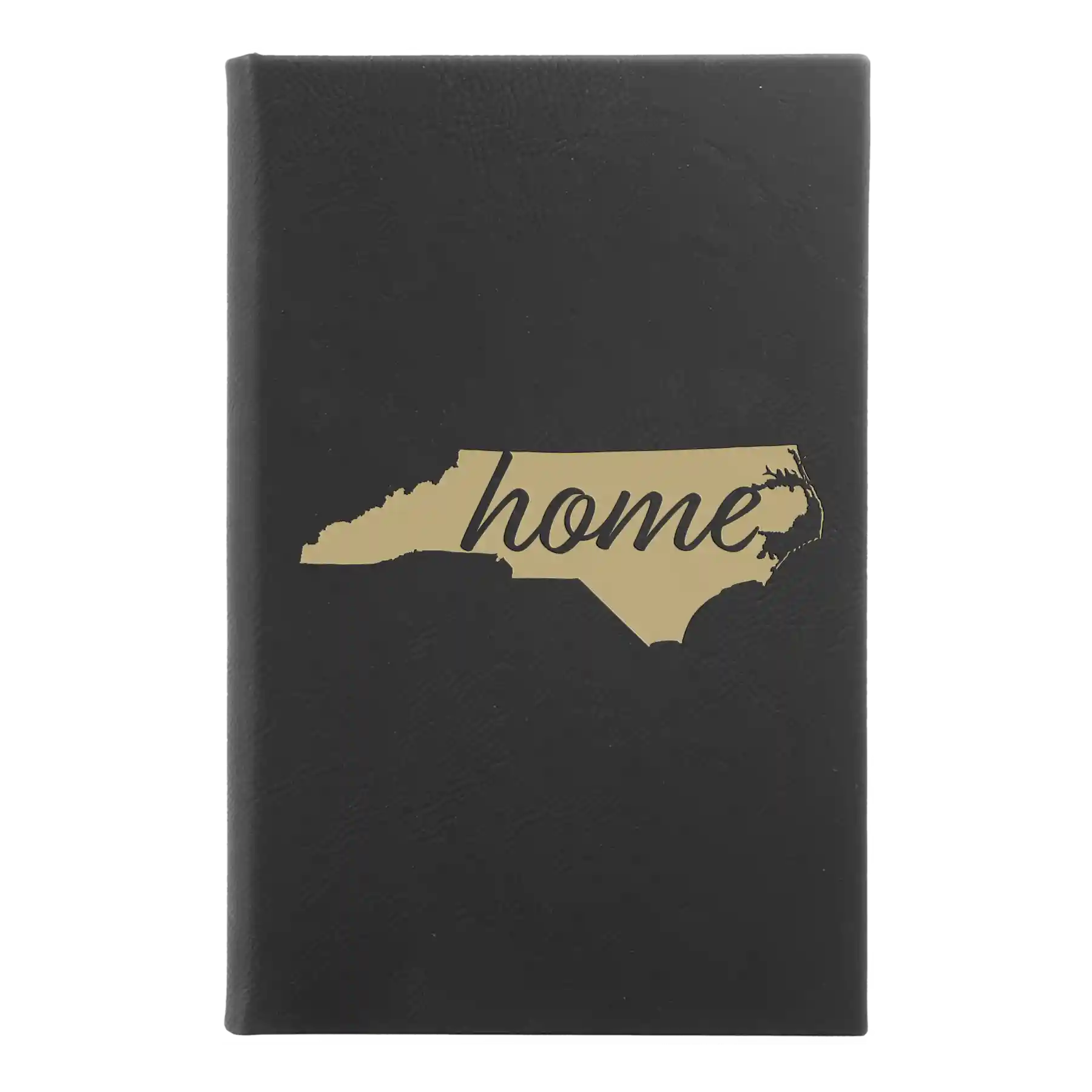 Small black/gold leatherette journal laser etched with 'North Carolina Home' design