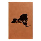 Small rawhide leatherette journal laser etched with 'New York Home' design