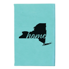 Small teal leatherette journal laser etched with 'New York Home' design