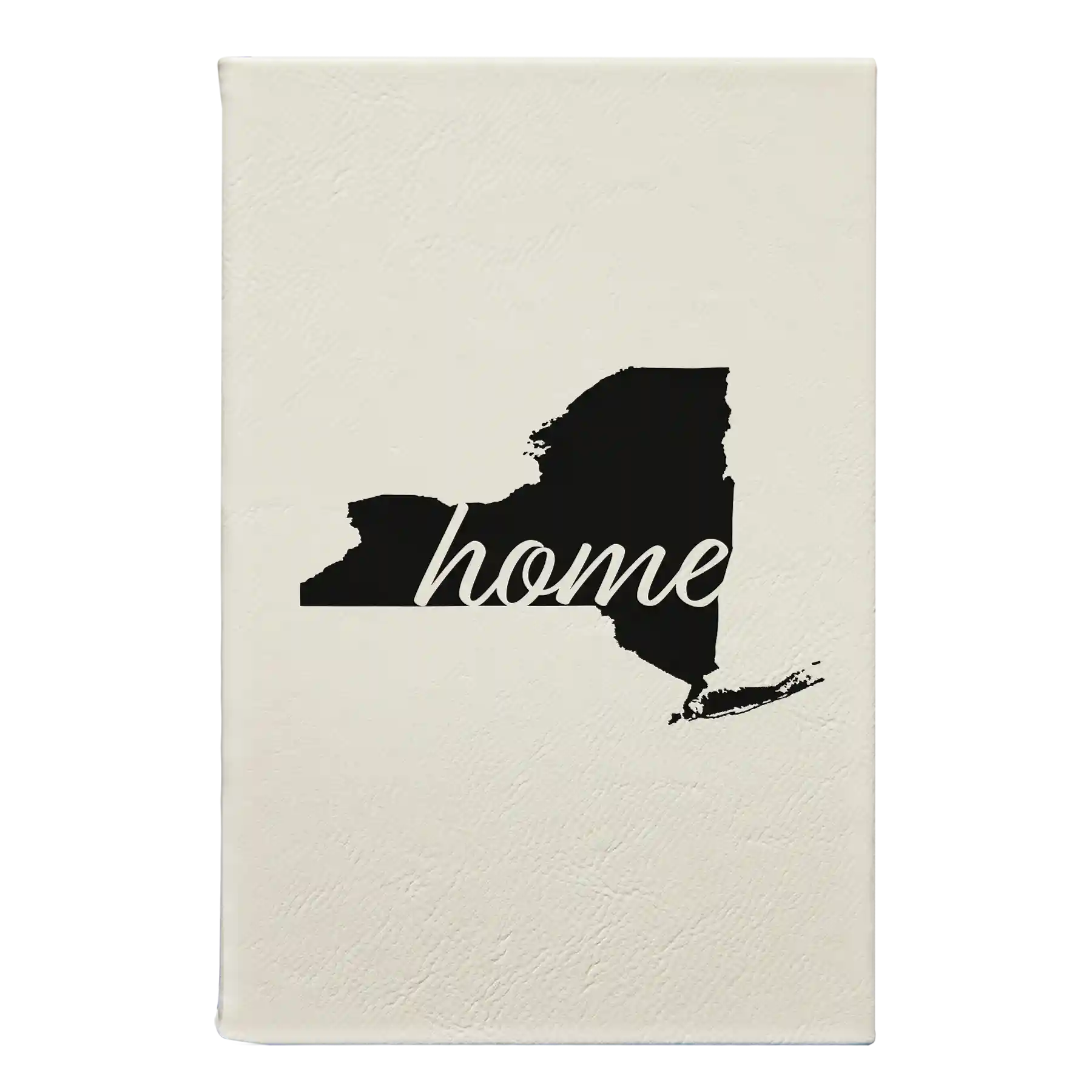 Small white leatherette journal laser etched with 'New York Home' design