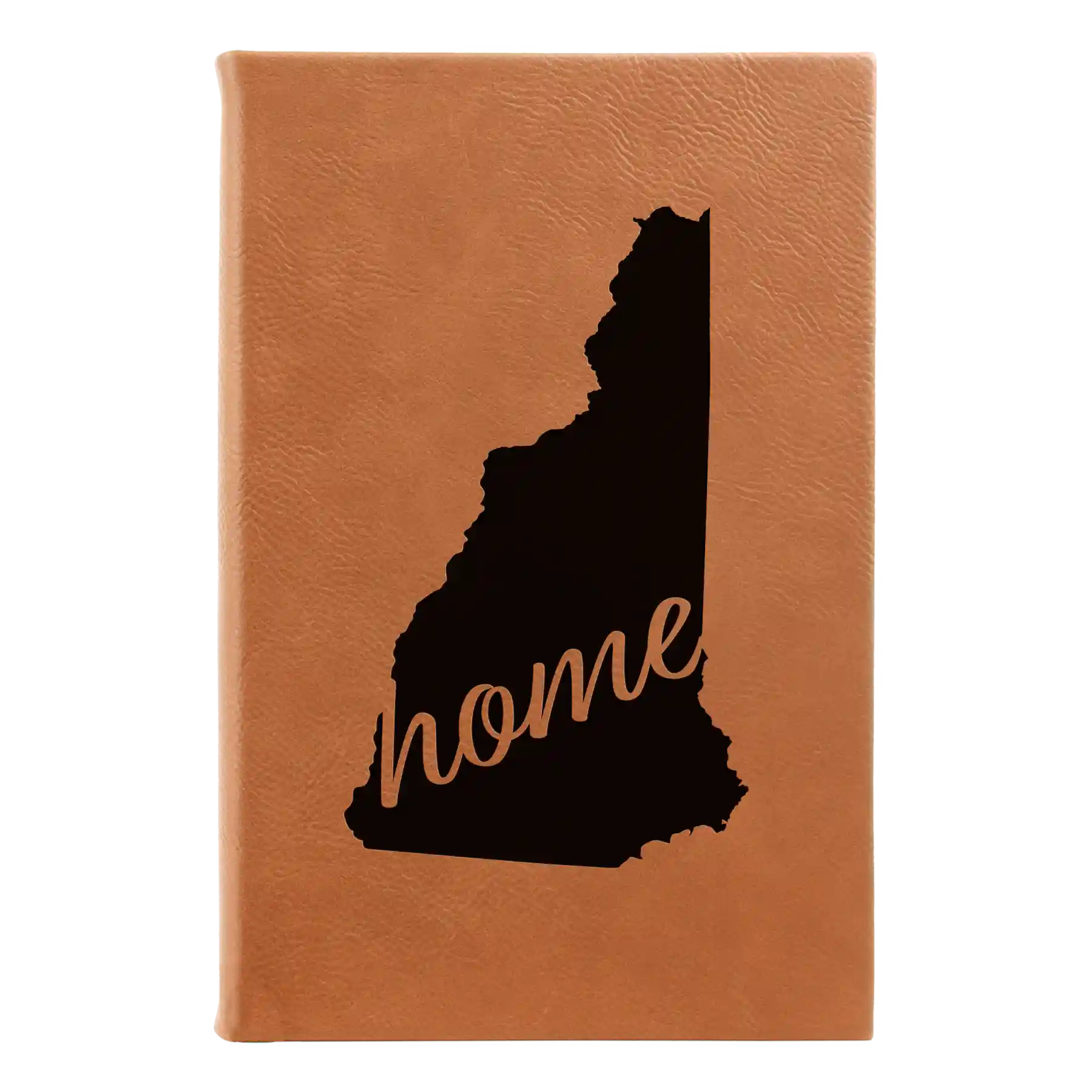 Small rawhide leatherette journal laser etched with 'New Hampshire Home' design