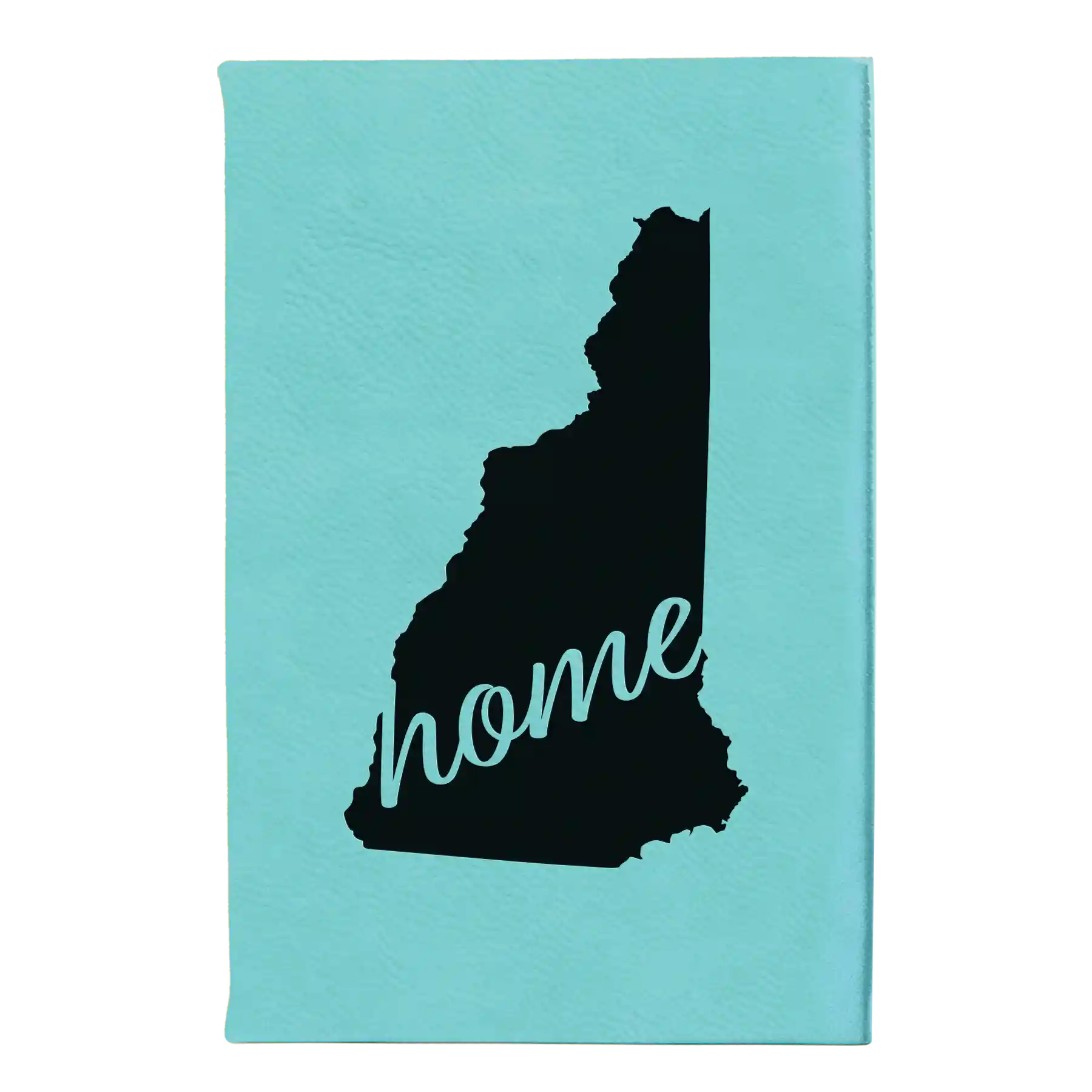 Small teal leatherette journal laser etched with 'New Hampshire Home' design