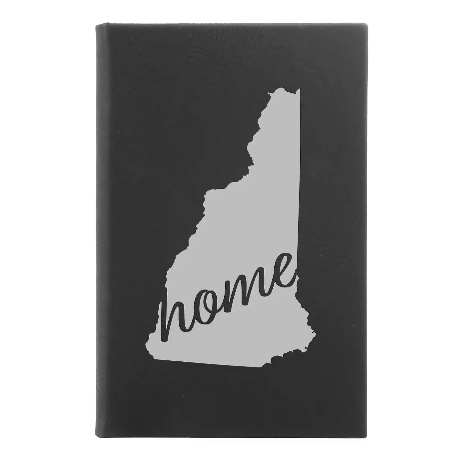 Small black/silver leatherette journal laser etched with 'New Hampshire Home' design
