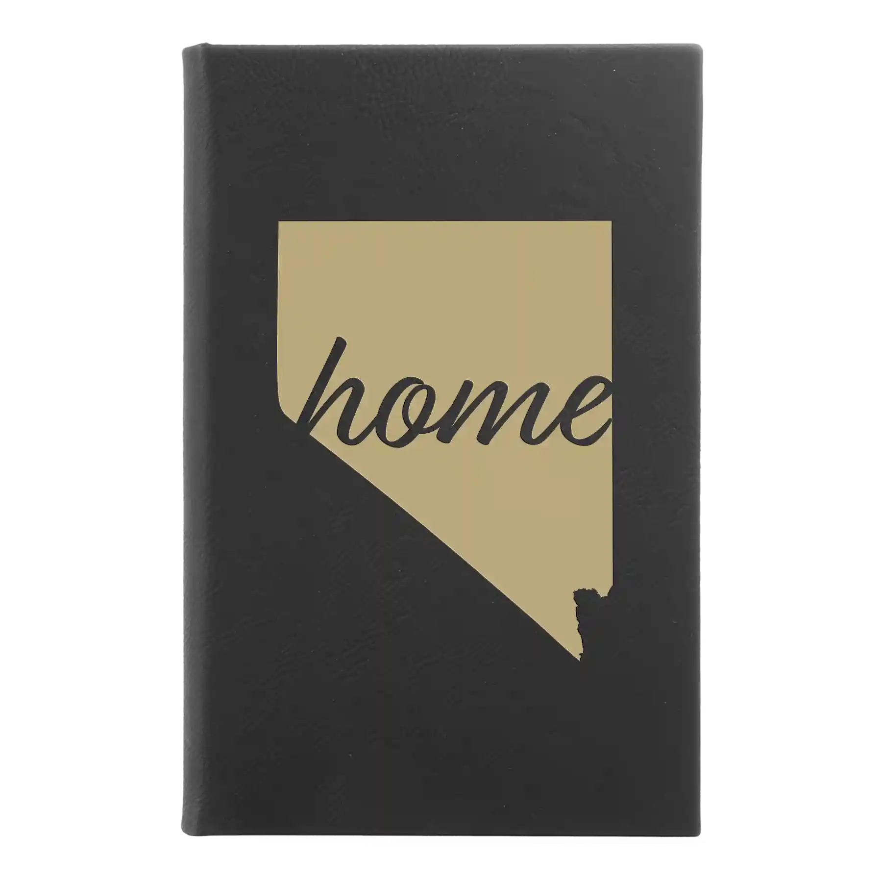 Small black/gold leatherette journal laser etched with 'Nevada Home' design