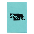 Small teal leatherette sketch book laser etched with 'Nebraska Home' design