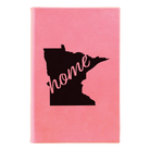 Small pink leatherette journal laser etched with 'Minnesota Home' design