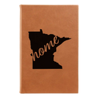 Small rawhide leatherette journal laser etched with 'Minnesota Home' design