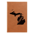 Small rawhide leatherette journal laser etched with 'Michigan Home' design