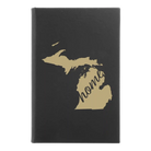 Small black/gold leatherette journal laser etched with 'Michigan Home' design