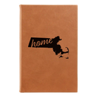 Small rawhide leatherette journal laser etched with 'Massachusetts Home' design