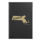 Small black/gold leatherette sketch book laser etched with 'Massachusetts Home' design