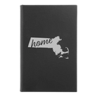 Small black/silver leatherette sketch book laser etched with 'Massachusetts Home' design
