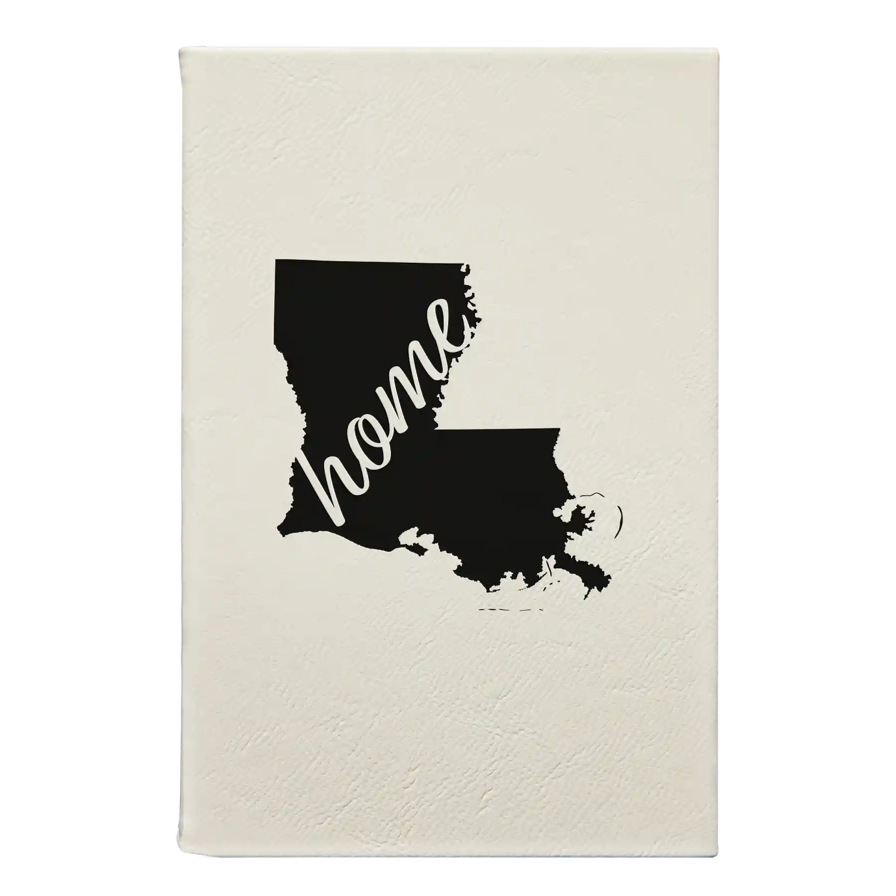 Small white leatherette journal laser etched with 'Louisiana Home' design