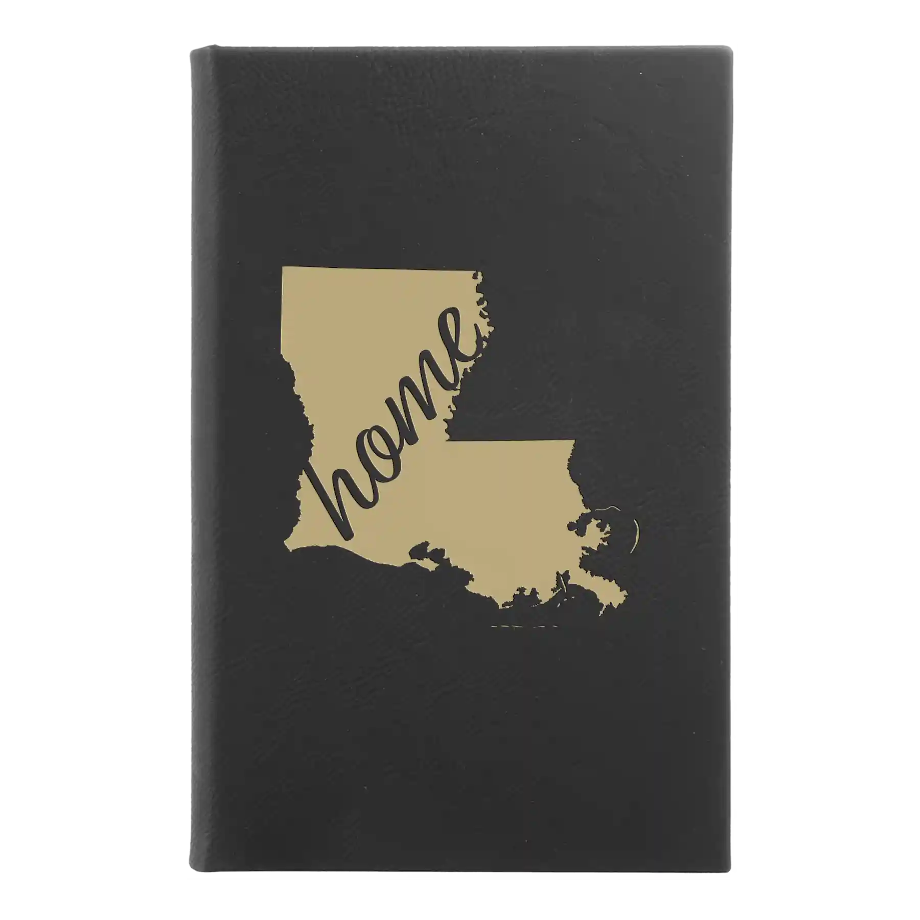 Small black/gold leatherette journal laser etched with 'Louisiana Home' design