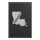Small black/silver leatherette journal laser etched with 'Louisiana Home' design