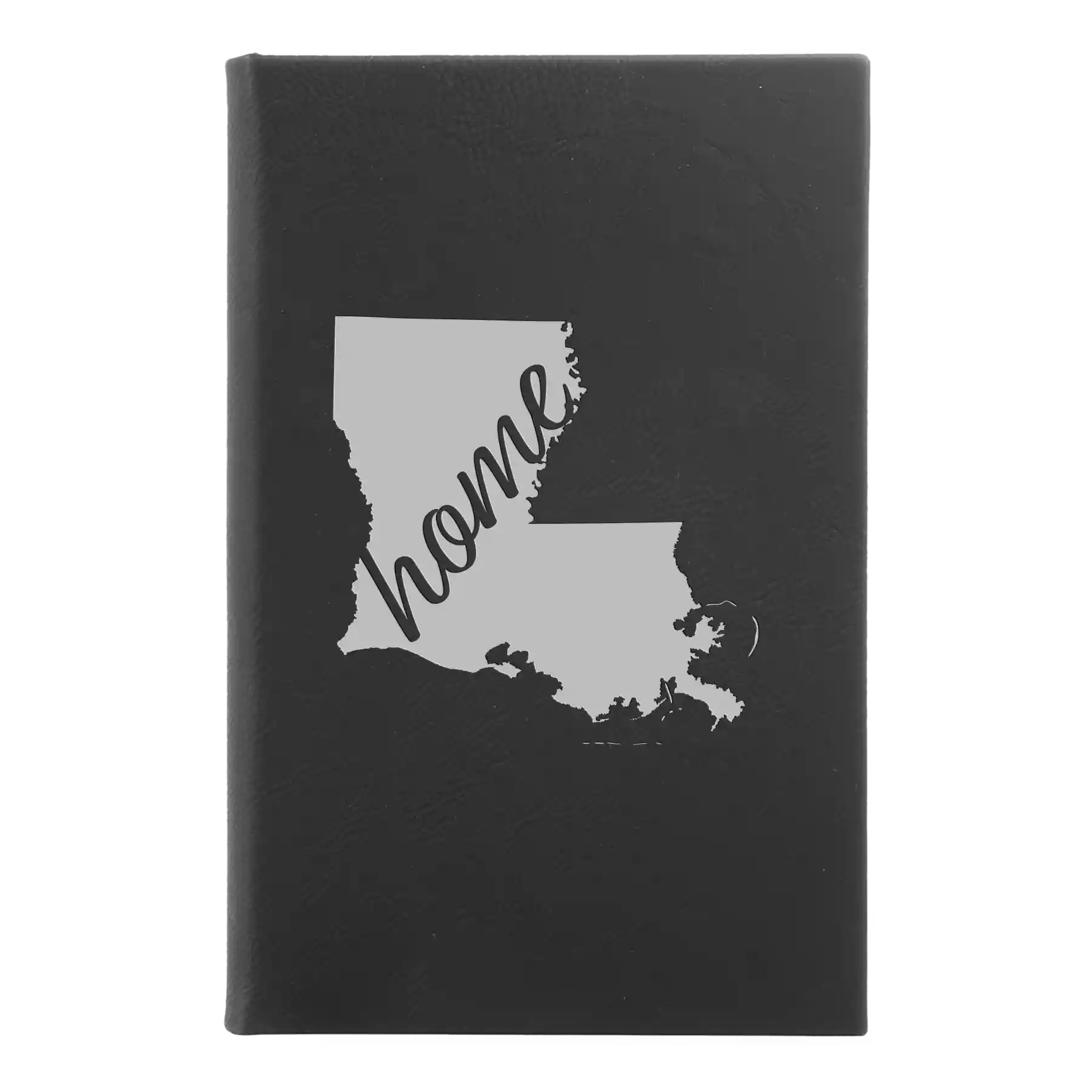 Small black/silver leatherette journal laser etched with 'Louisiana Home' design