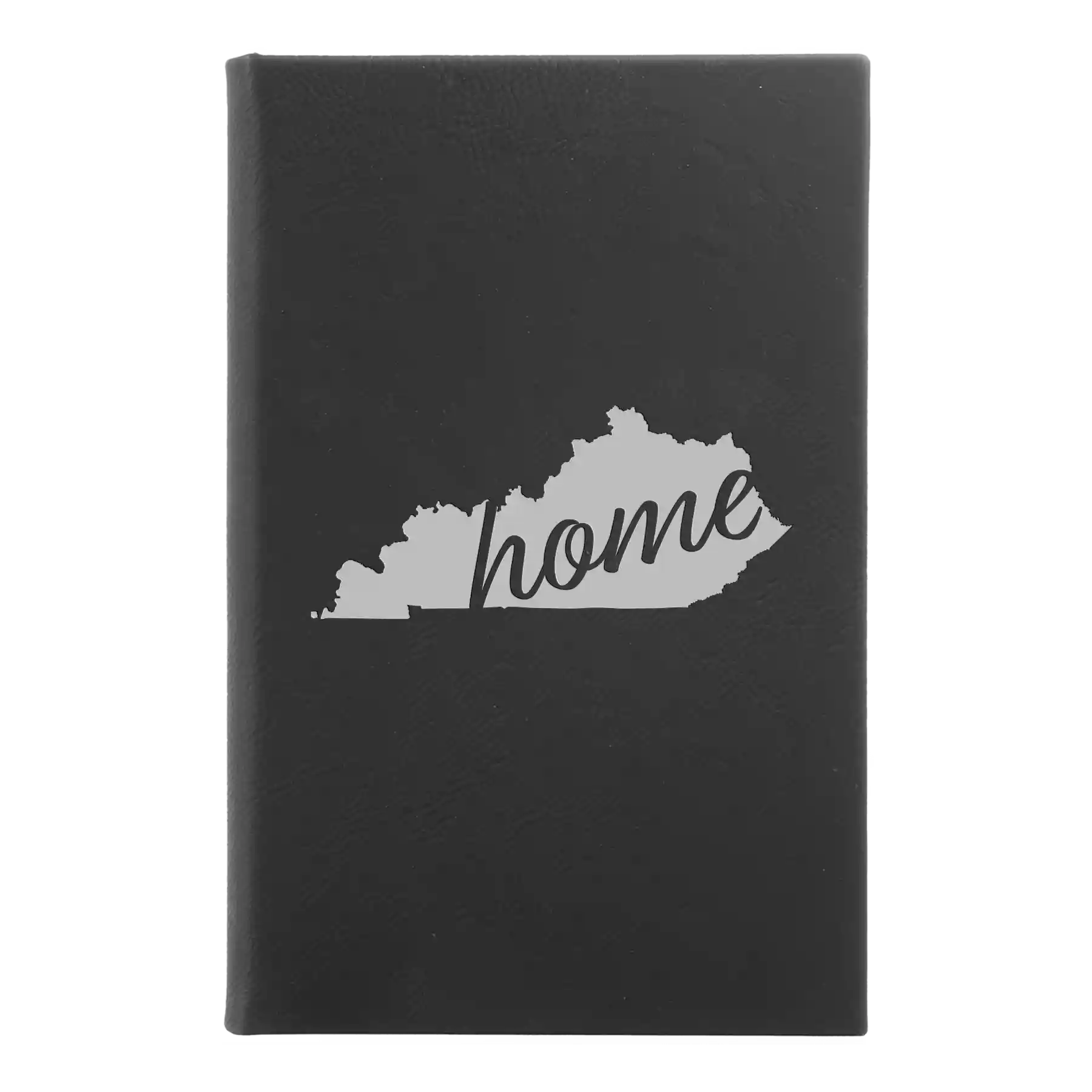 Small black/silver leatherette sketch book laser etched with 'Kentucky Home' design