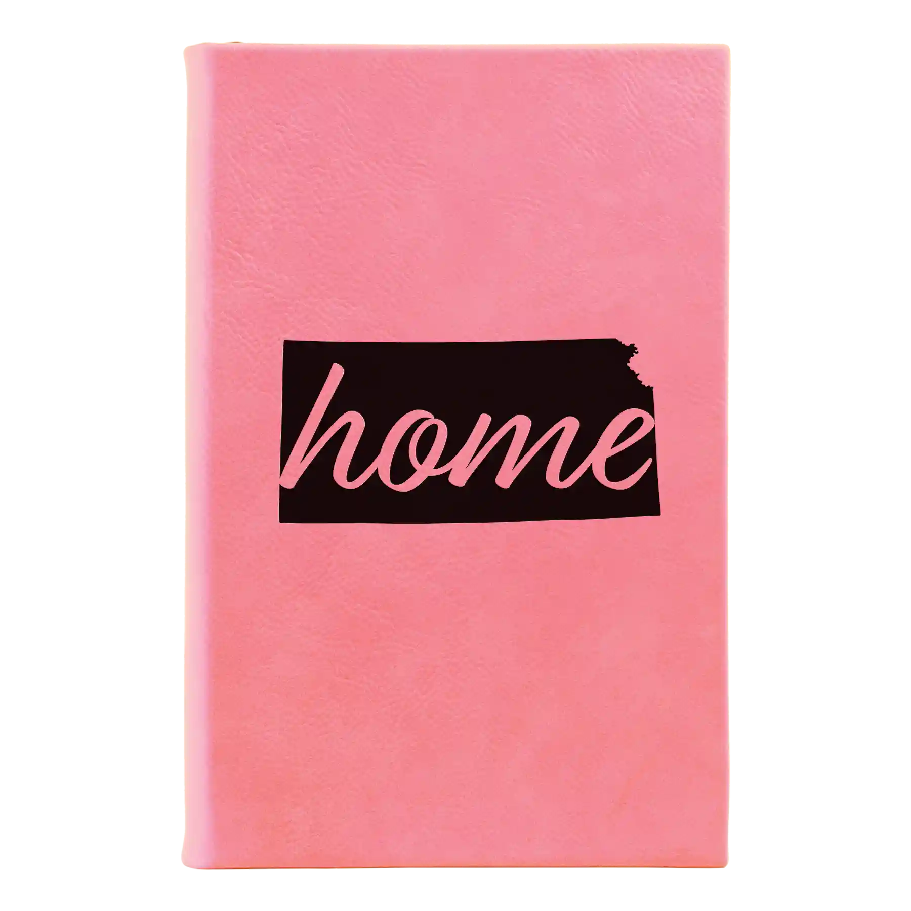 Small pink leatherette journal laser etched with 'Kansas Home' design