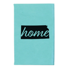 Small teal leatherette sketch book laser etched with 'Kansas Home' design