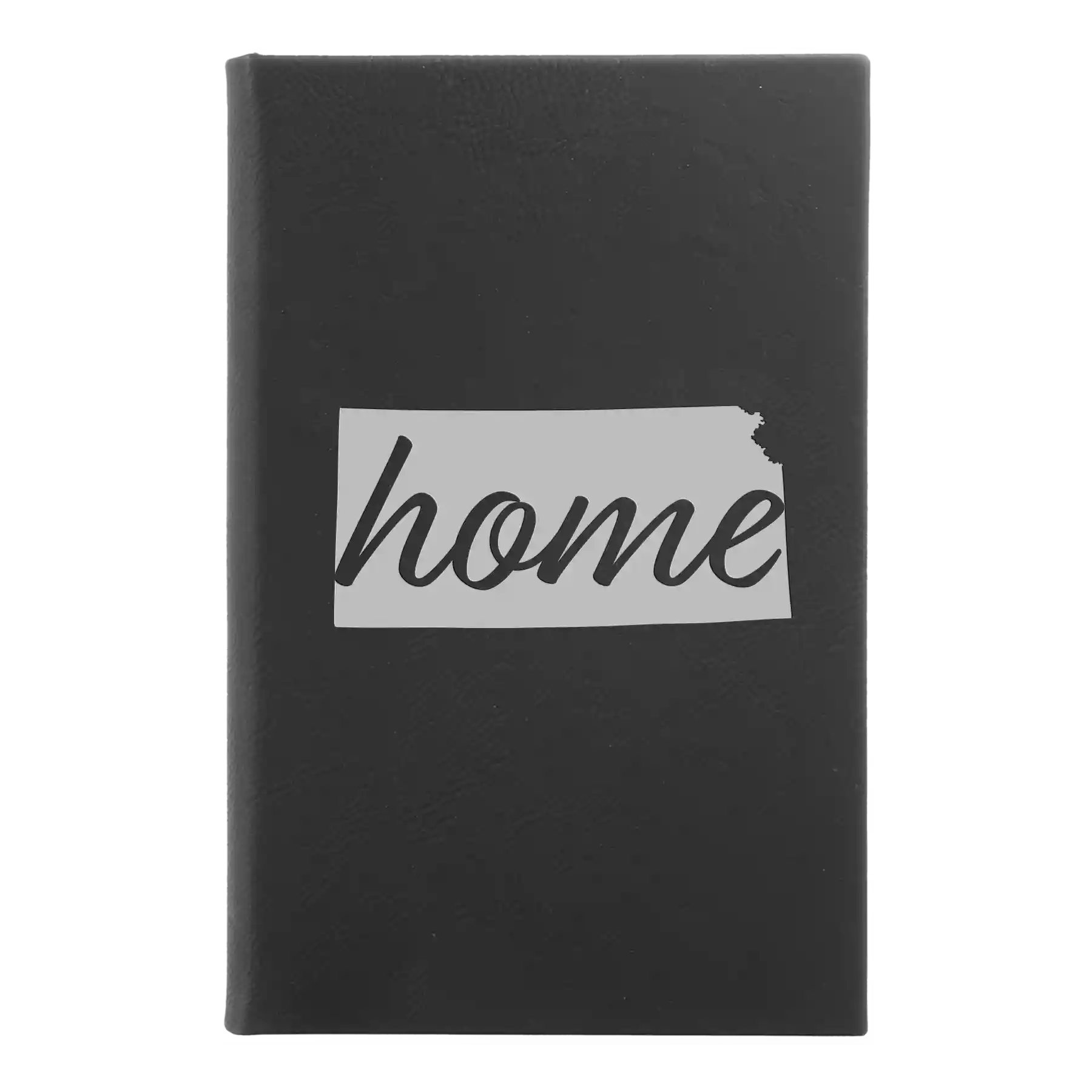 Small black/silver leatherette journal laser etched with 'Kansas Home' design