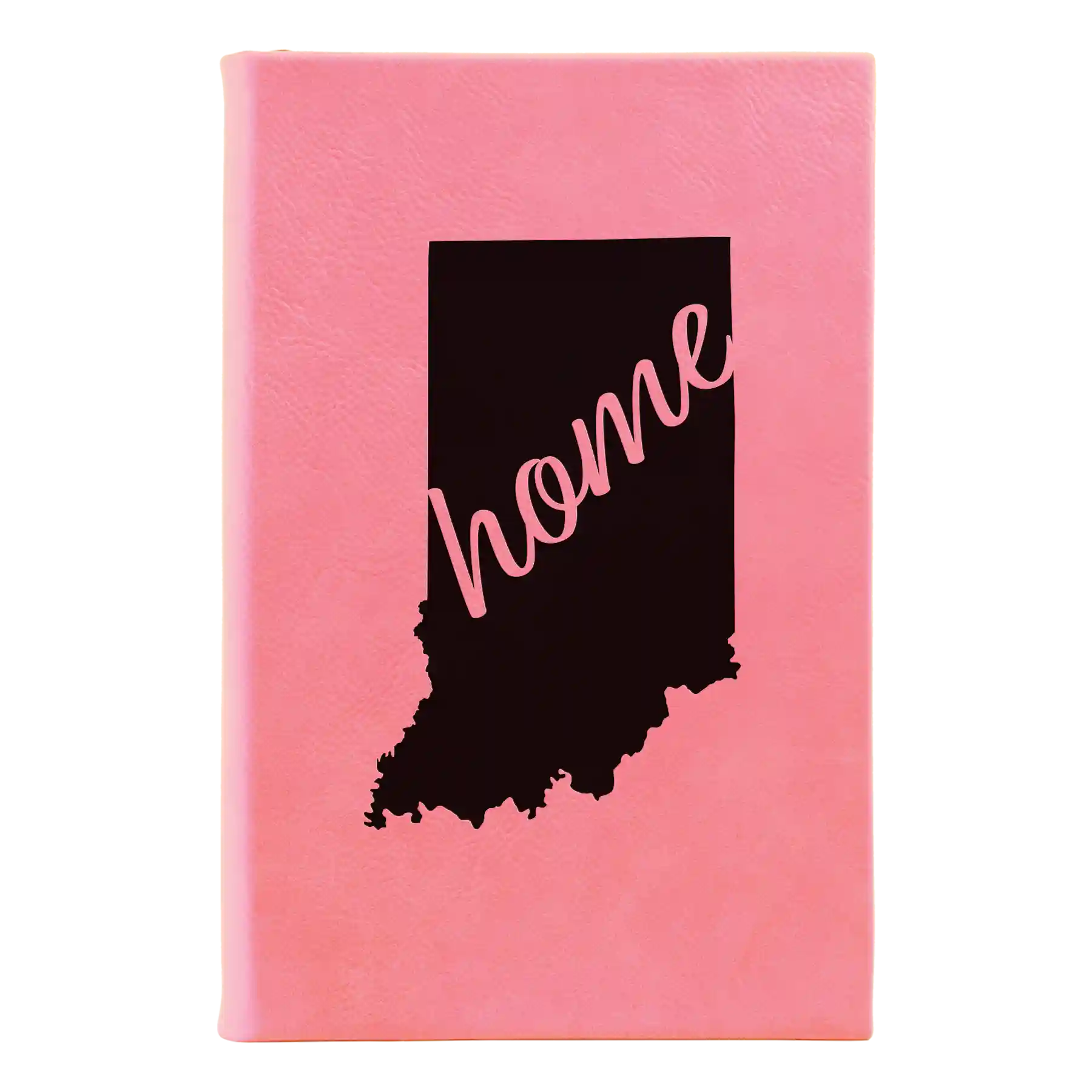 Small pink leatherette journal laser etched with 'Indiana Home' design