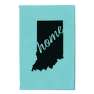 Small teal leatherette sketch book laser etched with 'Indiana Home' design
