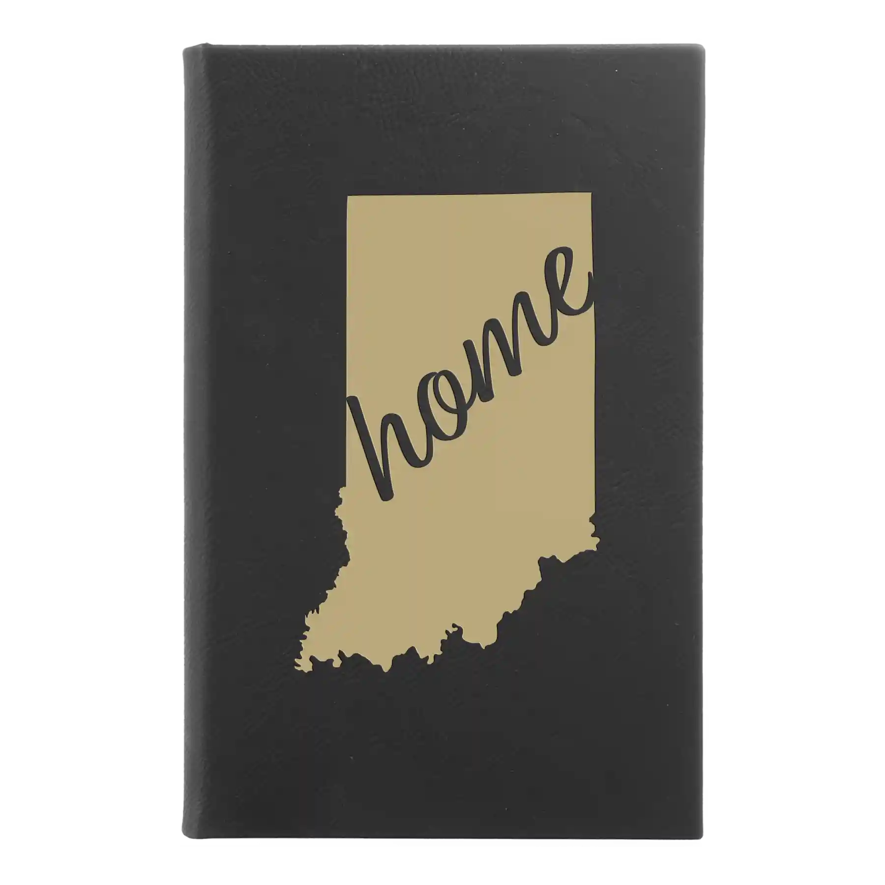 Small black/gold leatherette journal laser etched with 'Indiana Home' design