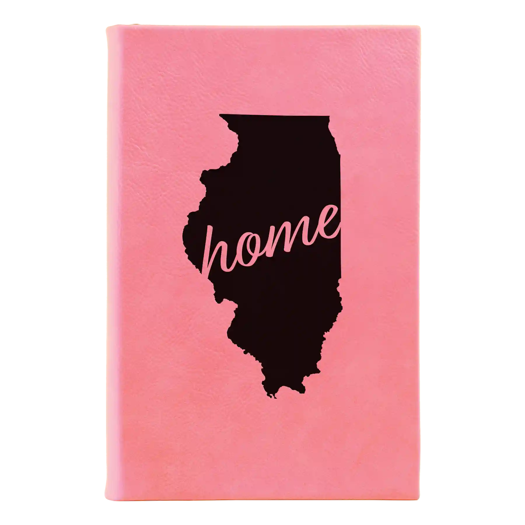 Small pink leatherette journal laser etched with 'Illinois Home' design