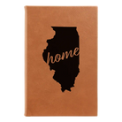 Small rawhide leatherette sketch book laser etched with 'Illinois Home' design